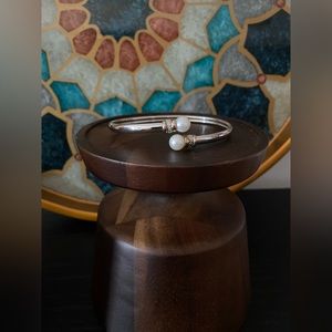 ZALES - Cultured Freshwater Pearl Sterling Silver Bracelet w/ White Sapphire